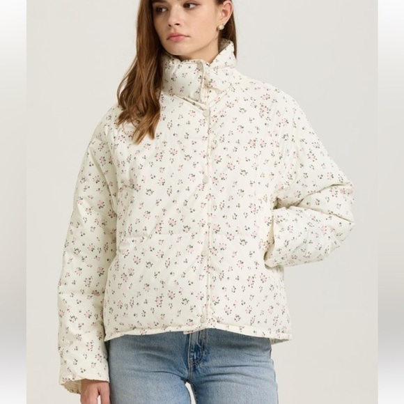 Delicate Bloom Floral Puffer Coat - Picture 1 of 6